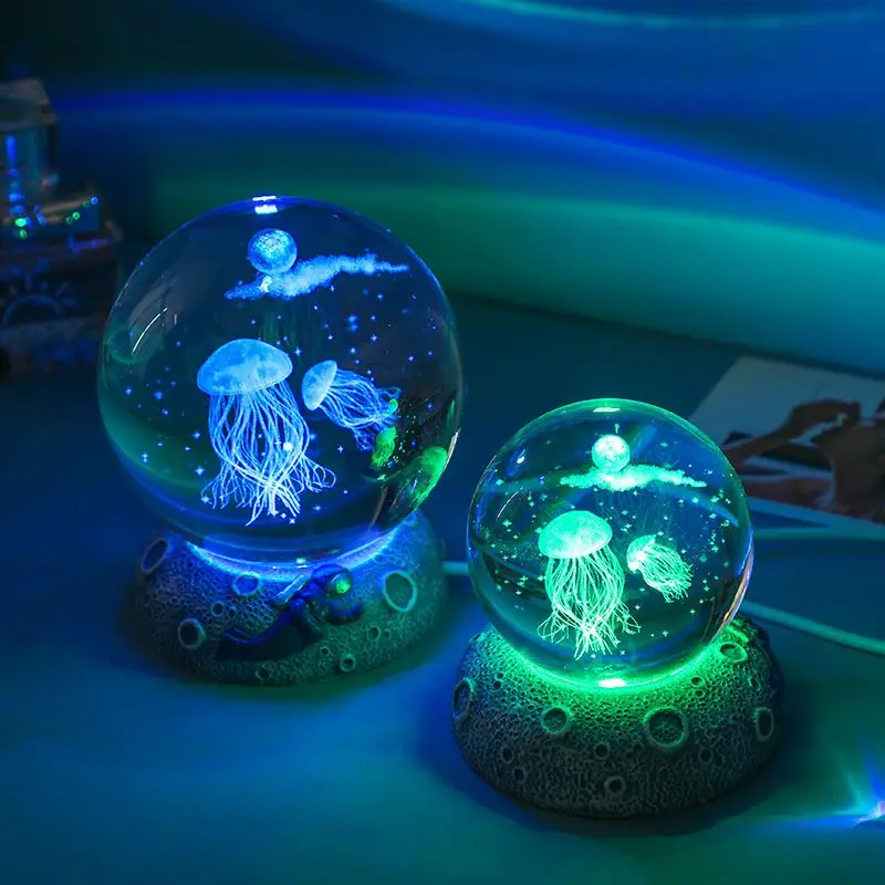 Art Crystal Ball Night Lamp 3d Luminous Solar System Crystal Ball Decoration Led Night Lights Desktop Home Decor