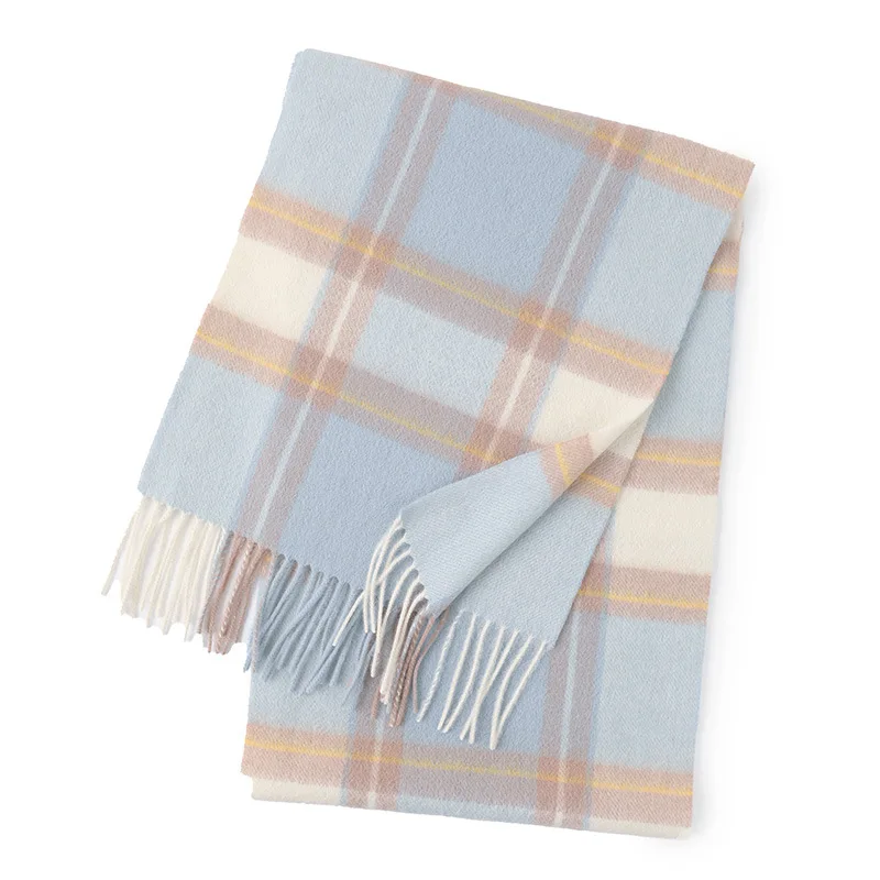 Luxury 100% Pure Cashmere Scarves Shawls Winter Women Warm Plaid Checkque Pashmina Wool Scarf