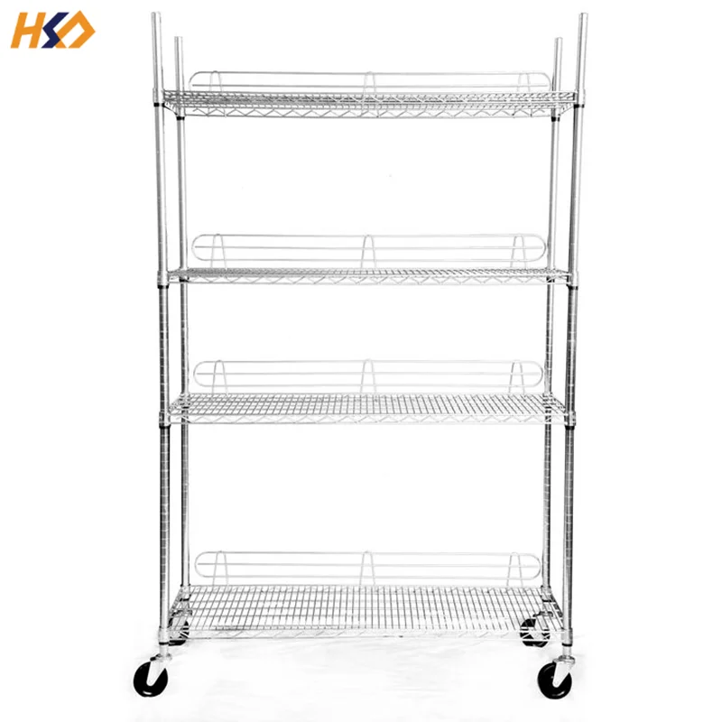 4 Tiers Light-Duty Supermarket Kitchen Retail Store Commodity Wire Metal Shelf
