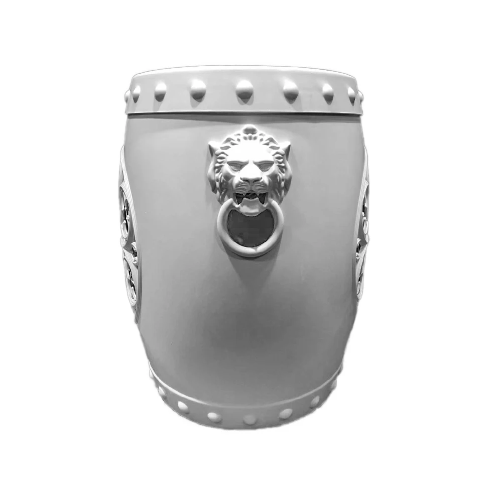 3-in-1 outdoor garden ps resin lightweight storage chest trunk box with rerealistic lion head and floral pattern