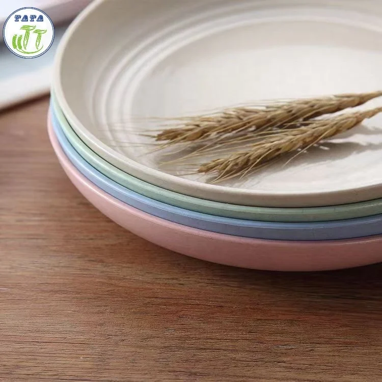 Unbreakable Eco-Friendly Lightweight Dishwasher & Microwave Safe Green and Healthy Dishes Wheat Straw Salad Camping Plates