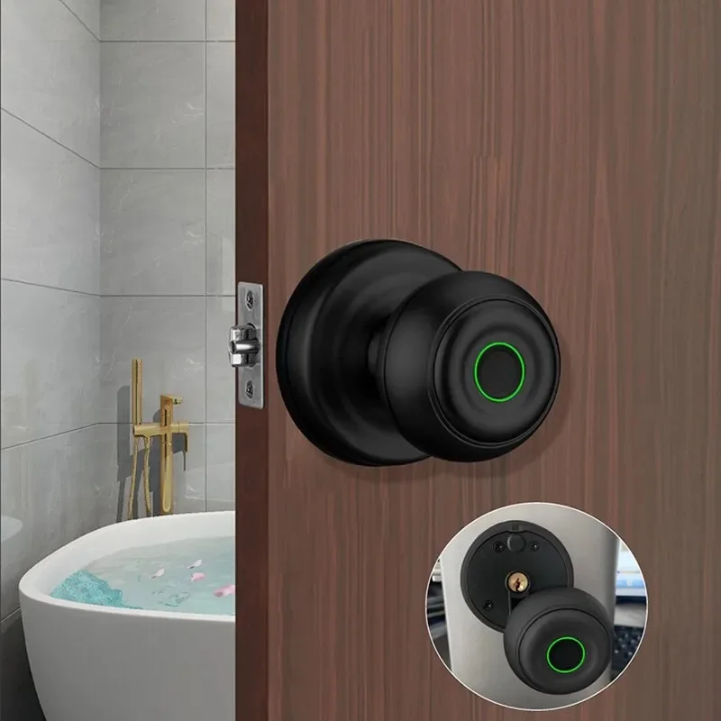 Smart Fingerprint Door Lock, Keyless Entry Door Knob, Biometric Door Knob with App Control Emergency Key Access