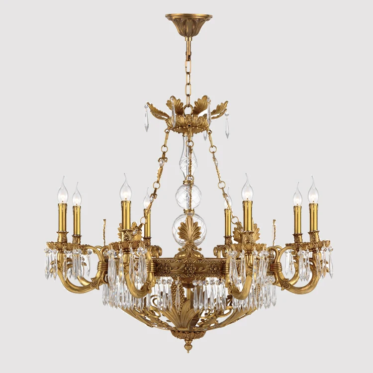 High Grade Italian Elegent Classic Best Crystal Antique Brass Chandelier Lighting for Living Room