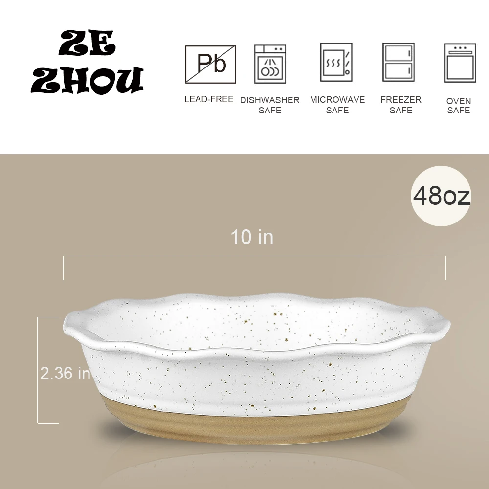 Highly Recommend Nordic Ceramic Pie Pans 10 Inch Round Baking Tray Plate For Pie Baking