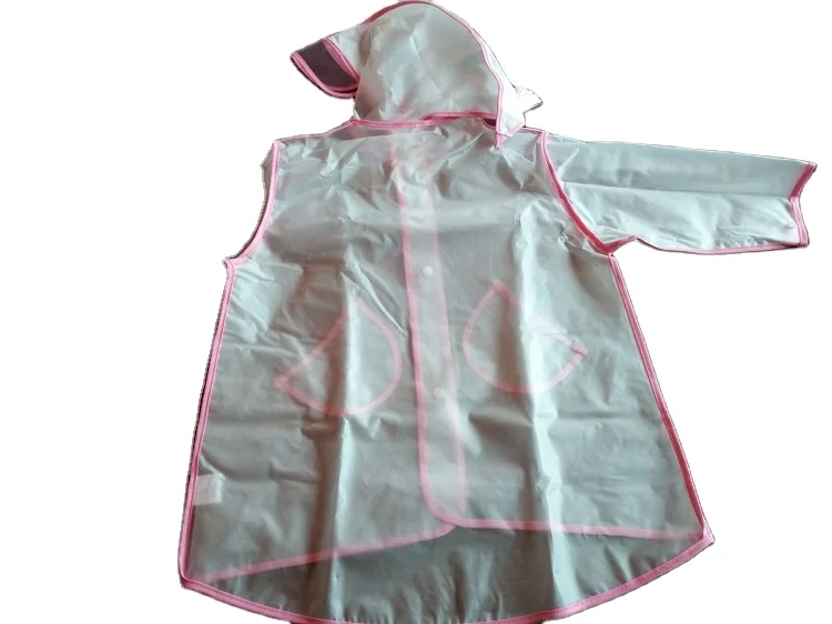 Custom Recyclable Waterproof Hooded transparent EVA Plastic kids Raincoat