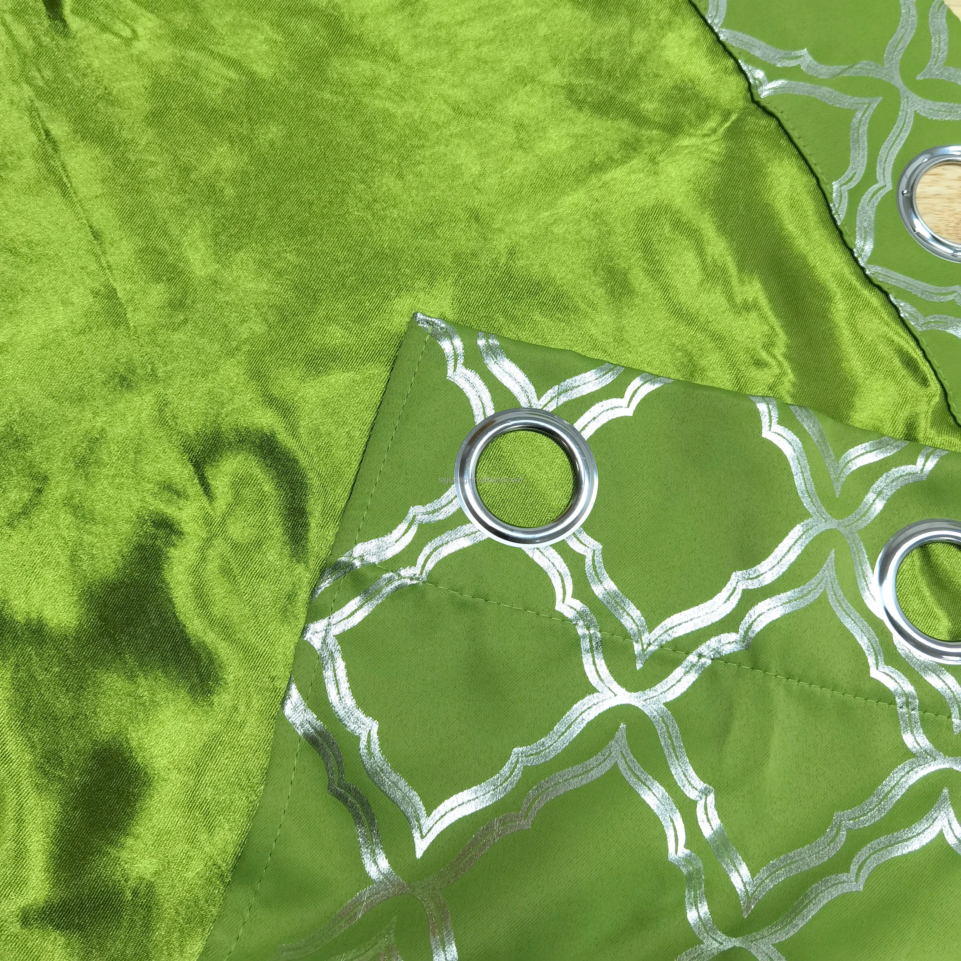 Custom Fabric Foil Printing Blackout Curtains Drapes Polyester Gold Silver Stamping Design Window Living Room Blackout Curtain