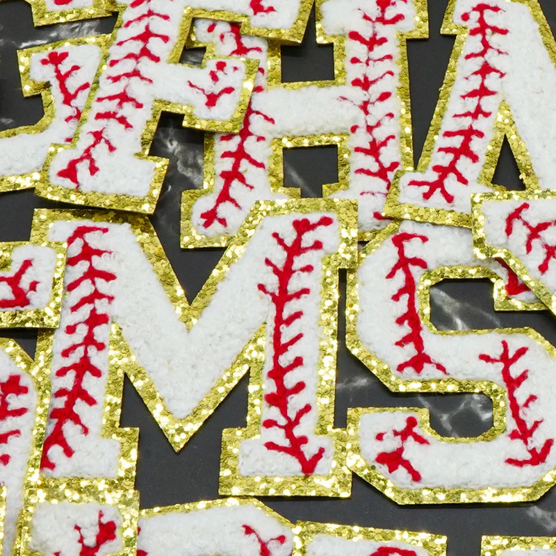 7 см блестящие бейсбольные нашивки с буквами, самоклеящиеся нашивки