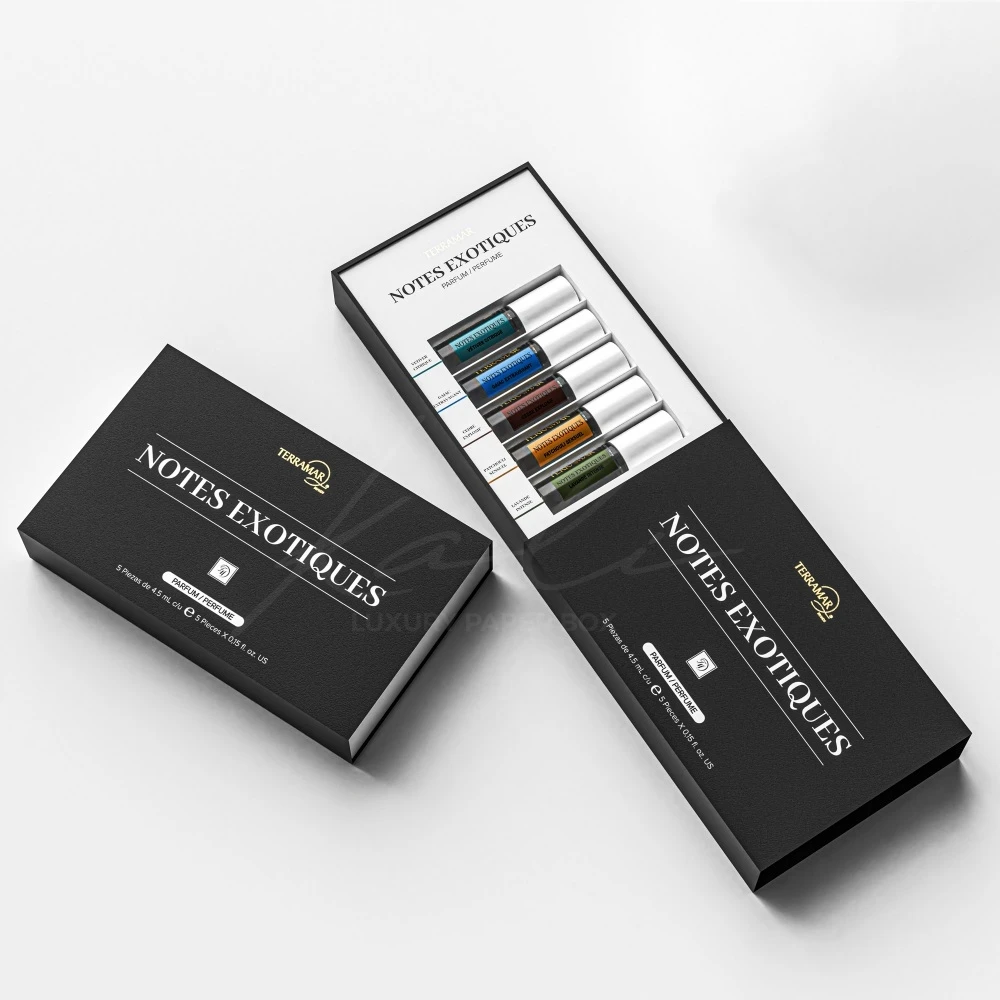 Custom Logo Printed Gift Slide Drawer Tester Box Perfume Miniature Sample Set Packaging 10ml Perfume Vial Bottles With Box