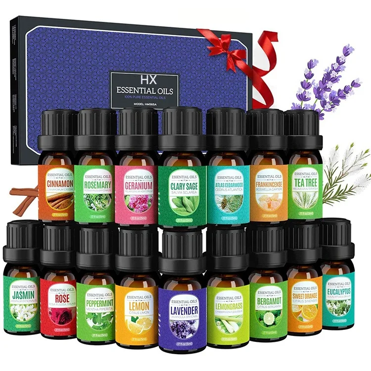 
100% Natural Organic Flower Extract Body Massage Relax Fragrance Essential Oil Skin Care 12 Pcs Kit 