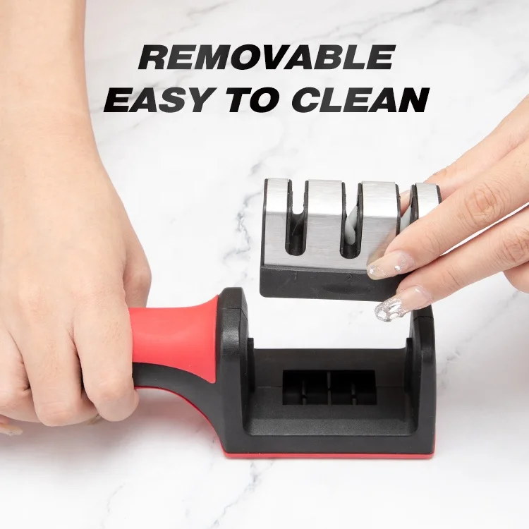 Professional 3-stage Knife Sharpening Tool With Soft Grip Handle Kitchen Knife Sharpeners Kitchen Knife Accessories