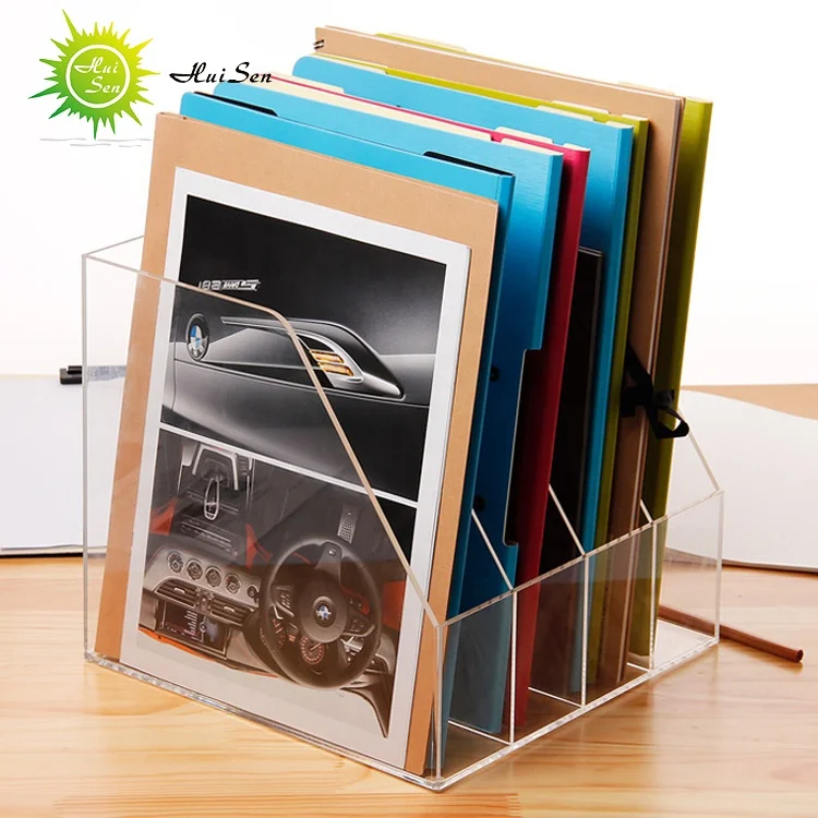Plastic Books Organizer Clear Acrylic Desktop Document Box Files Folder for Office Documents