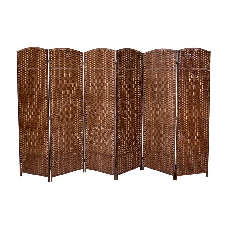 Diamond Weave Fiber Room Divider,6 Panel Room Divider/Screen, Room Dividers and Folding Privacy Screens 6 Panel