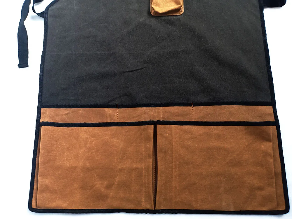 
newest custom waterproof waxed cotton canvas garden work tool apron with pocket 