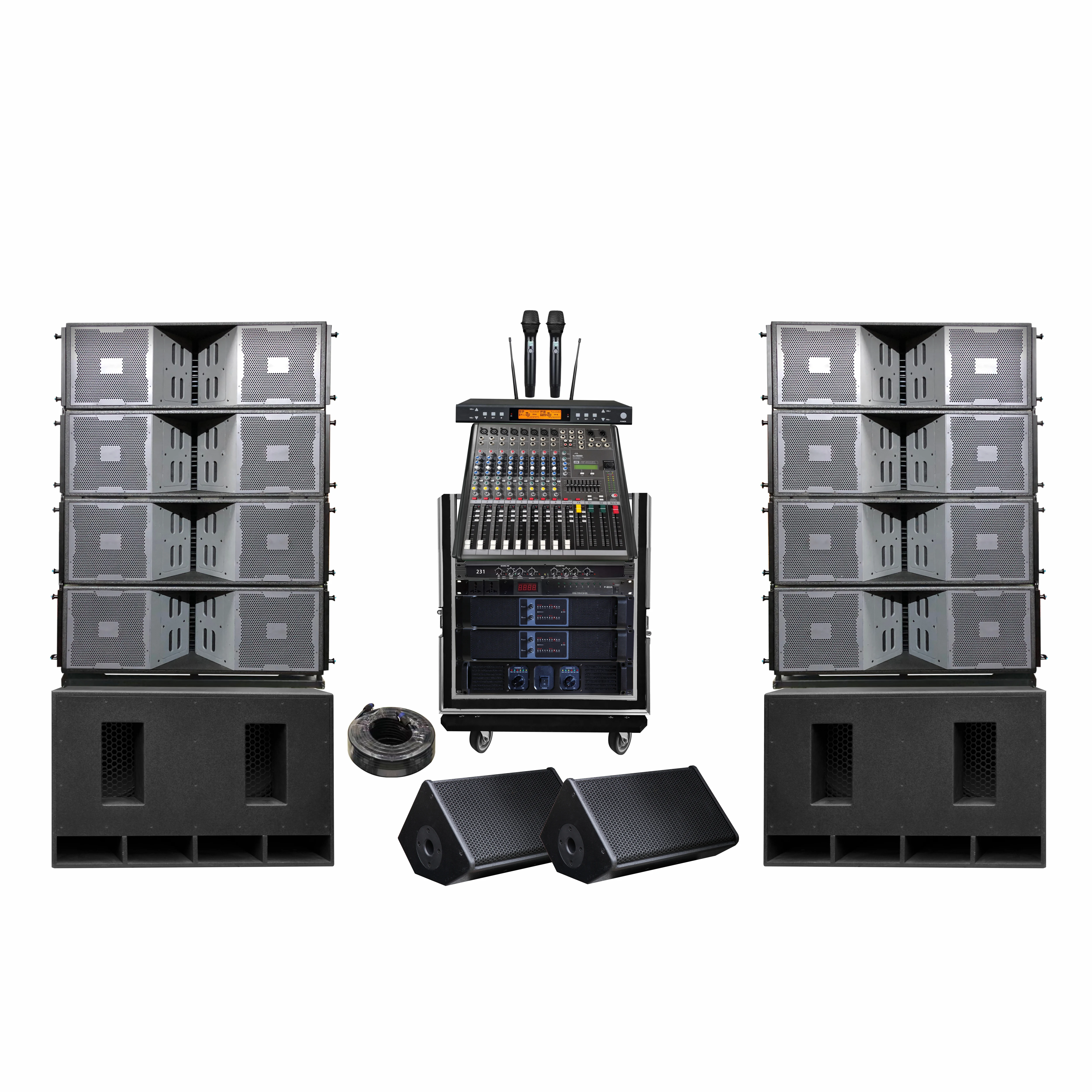powerful sound system stage music show equipment dual 15 inch 3 way line array speakers set for concert-VT4889215