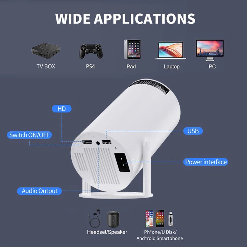 Фабричный HY300 PRO Android 11 720p 4K 160ANSI проектор для домашнего кинотеатра WIFI6 BT5.0 умный видео портативный мини-проектор с двойным Wi-Fi