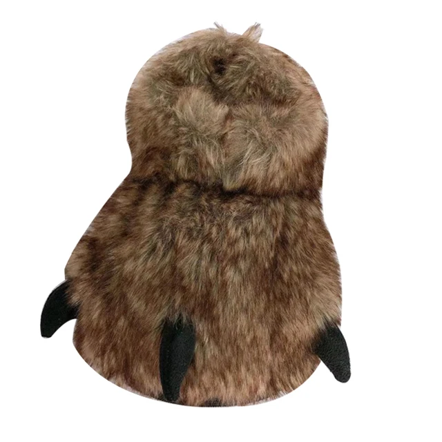 Новые тапочки в виде лап животных на заказ, зимние плюшевые домашние забавные мягкие домашние тапочки для взрослых с когтями монстра, мужские Тапочки