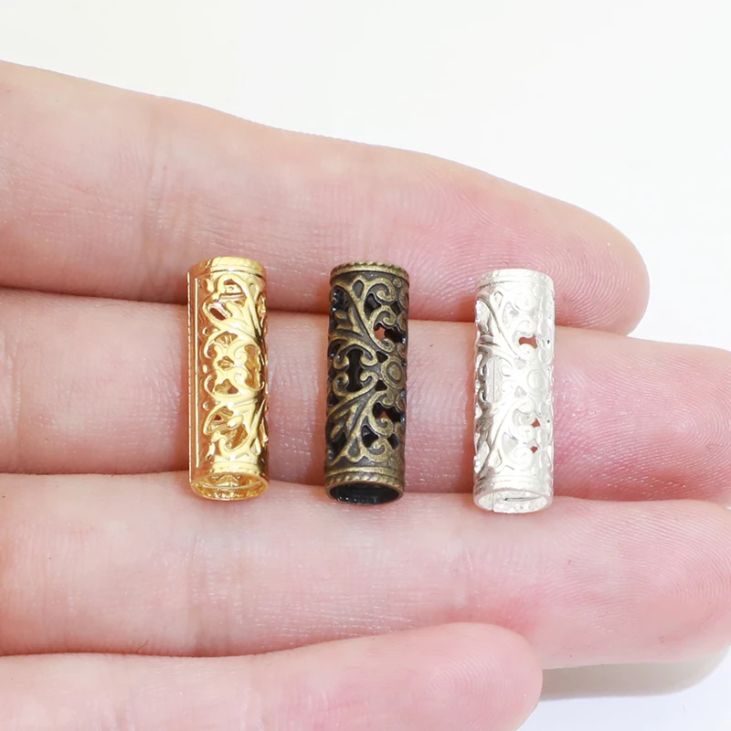 Hollow Cylindrical antique bronze Metal Beads Flower Hat Ornament Beaded Material diy accessories jewelry making