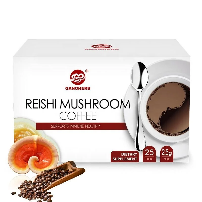 Coffee Ganoderma Cell-wall Broken Spore Powder Black Instant Mushroom Coffee
