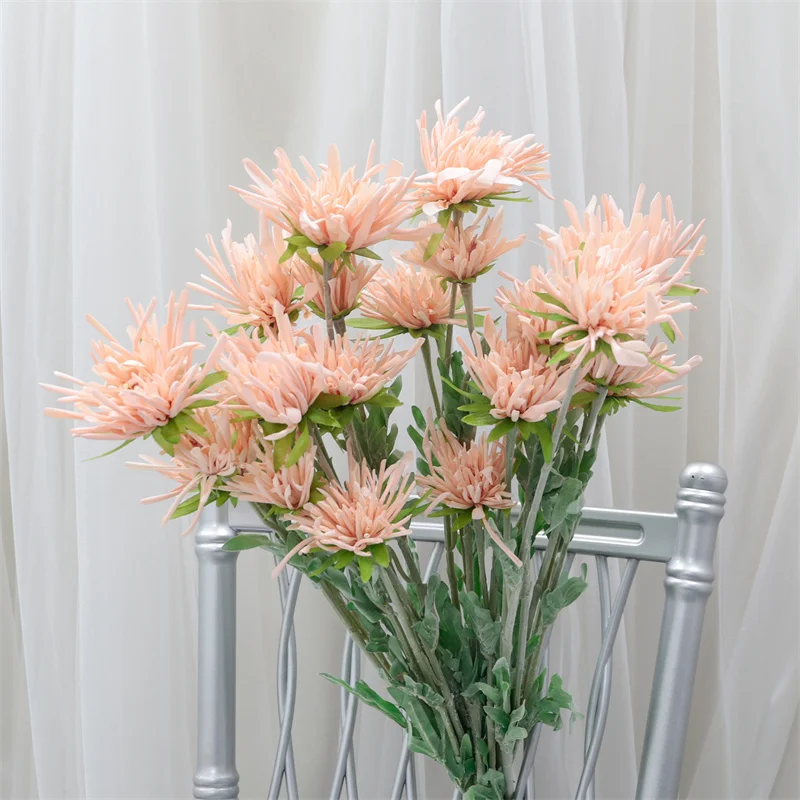 Luckygoods JH230047 Wholesale 3head Artificial Floral Chrysanthemum Real Touch Artificial Flower For Home Wedding Decoration