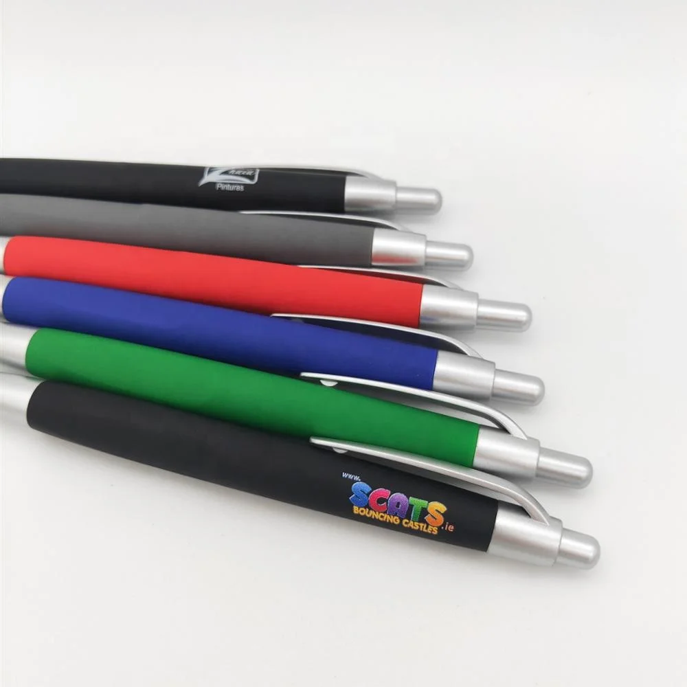 Рекламная реклама на заказ рекламная пластиковая ручка выдвижной логотип с резиновым покрытием очень популярная для