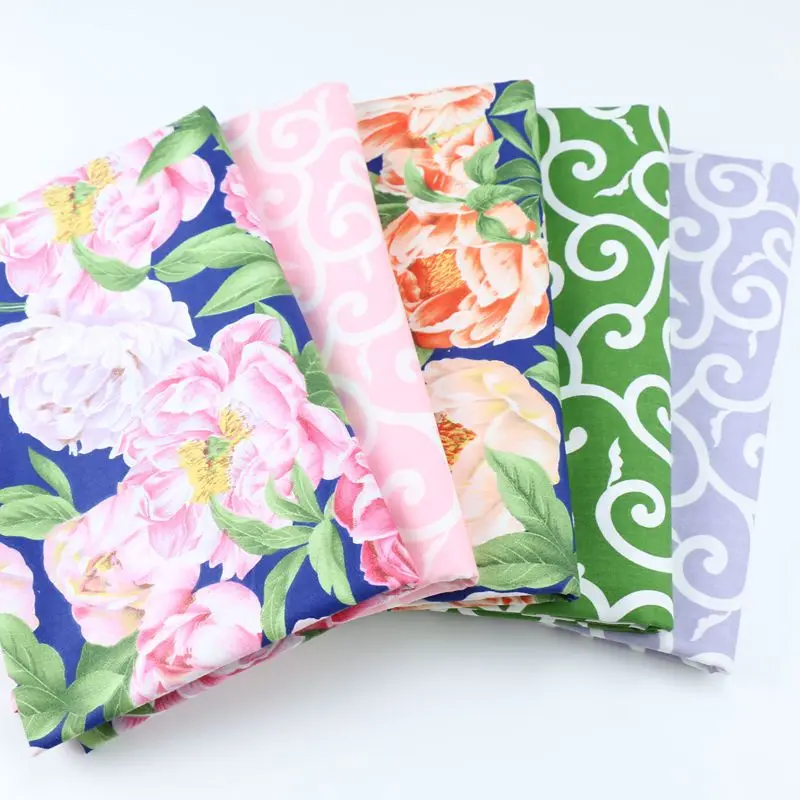 Korean retro pastoral peony Xiangyun printing cloth home textile pure cotton twill household quilt cover pure cotton fabric