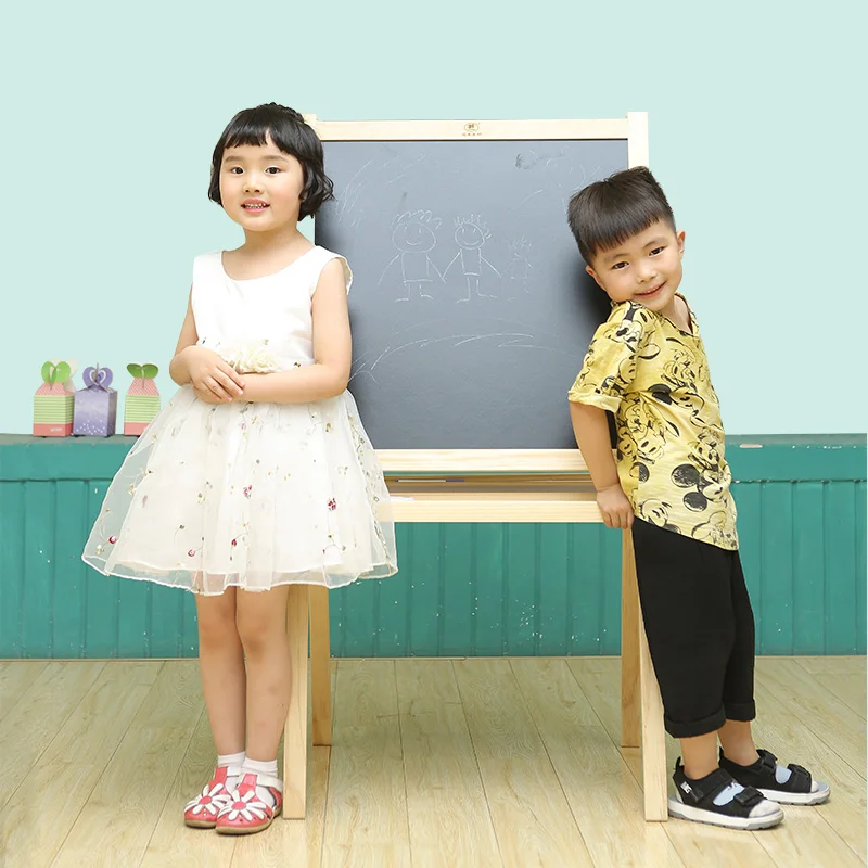 Easel for Kids Stand Pine Wooden Standing Easel Drawing Board Educational Learning Kids Toys For Girls &  Boys