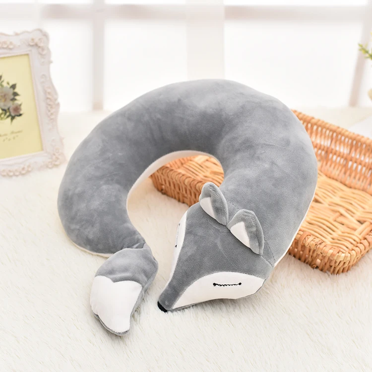 Factory Wholesale Soft Comfy Colorful Plane Travel Office Nap Plush Cartoon Animal U Shape Neck Pillow