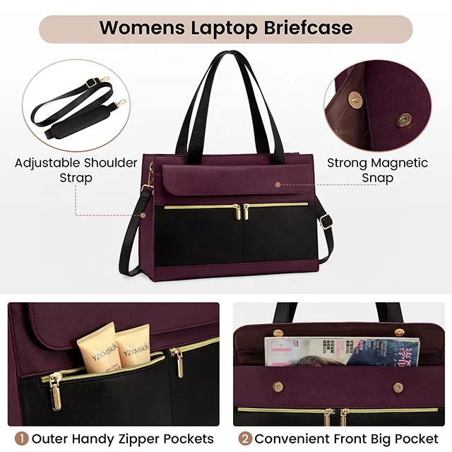 BSCI Custom 2024  Fashion Leather Shoulder Bag Women Tote Bag Ladies Handbag And Purses Laptop Briefcase With USB
