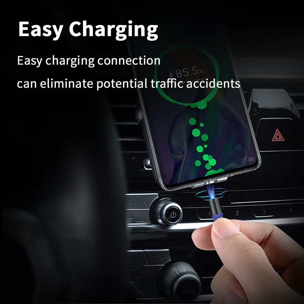 2022 new 3 in 1 rotating Multi magnetic Nylon Braid charging cables mobile phone type c micro usb 3in1 magnet fast charger cable