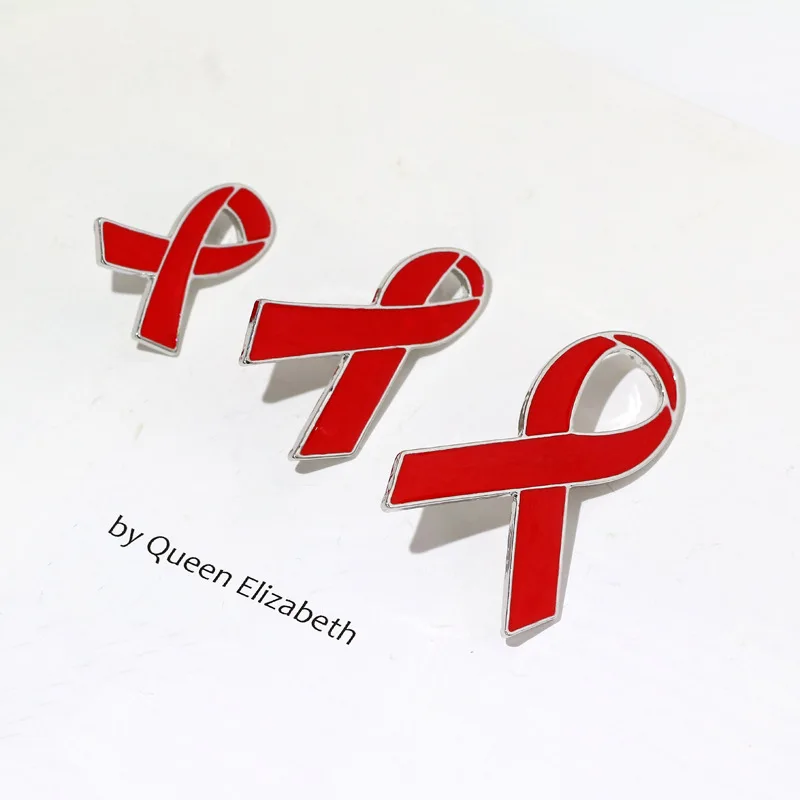 Manufacturer Red Ribbon HIV AIDS Awareness Enamel Backpack Suit Hat Clothes Tie Scarf Button Pin Badge Lapel Pin Brooch