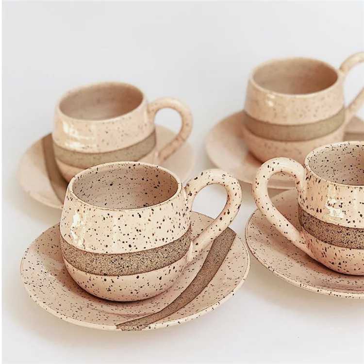 
High quality exotic striped marble texture drink with family restaurant banquet afternoon coffee ceramic cups saucer 