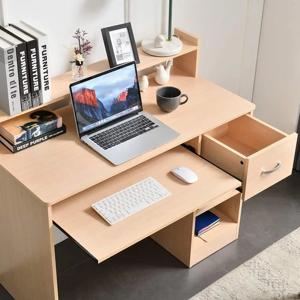 Home Office Wooden Student Study Writing Desk Table Computer Desks with Keyboard Tray
