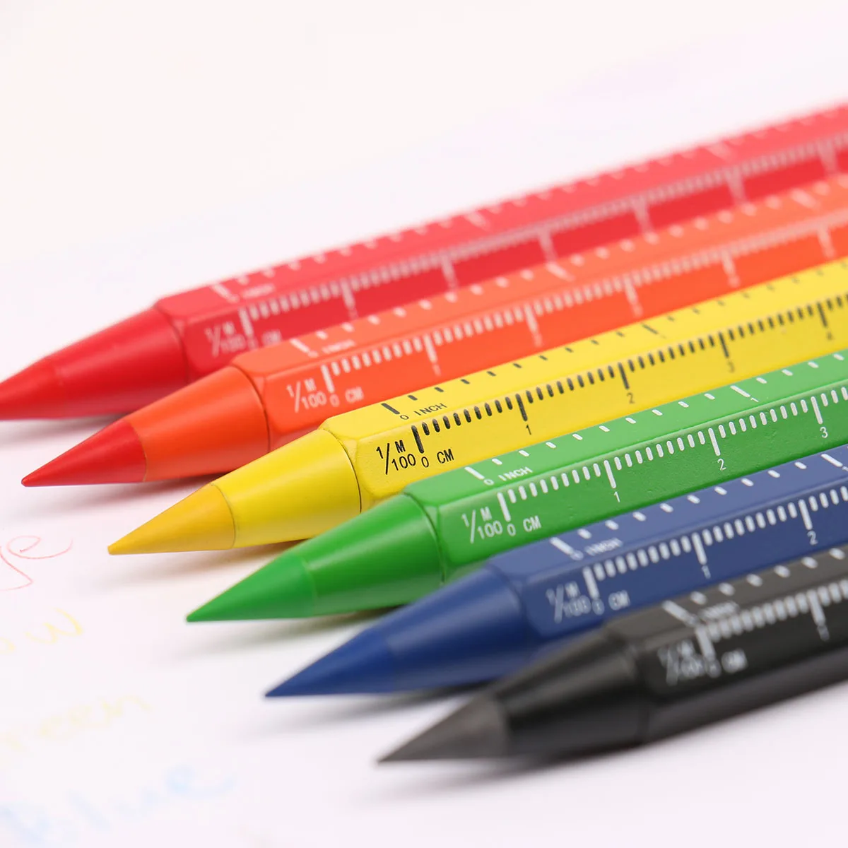 Multifunctional custom permanent Eternal pen Metal aluminum rod scale Color graphite head crayon inkless promotional gift pen