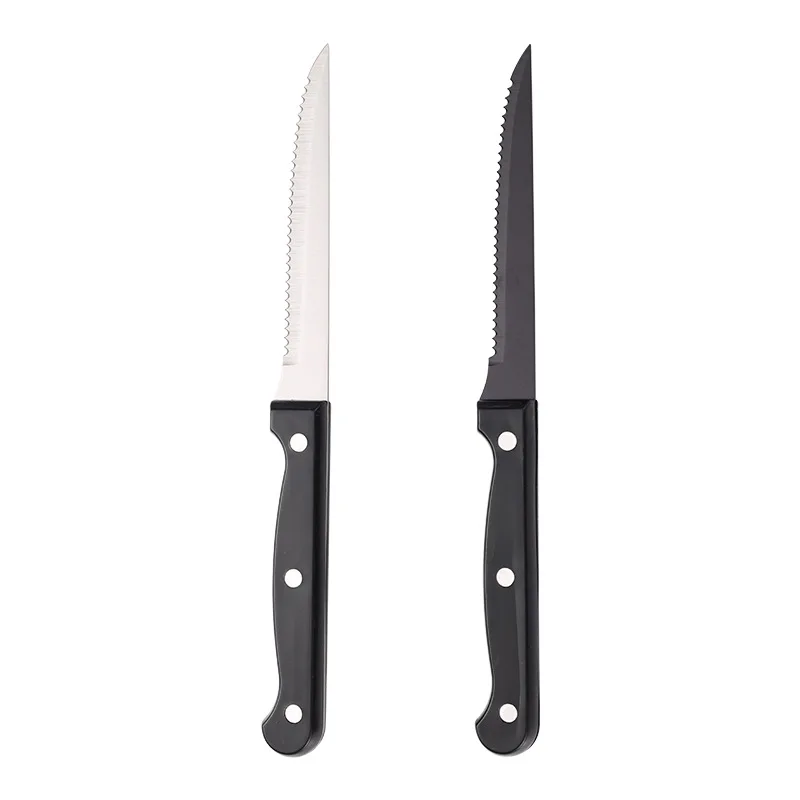 Wholesale Stainless Steel Steak Serrated Knife Multicolor Steak Knife Set Restaurant Party Cutlery
