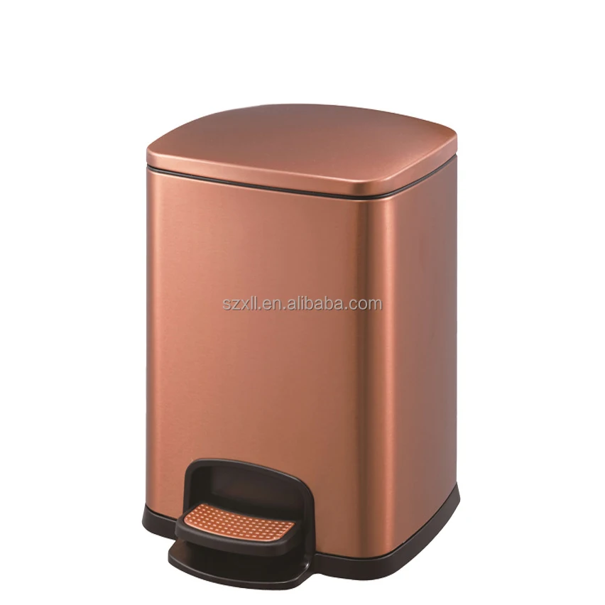 20 liter champagne gold stainless steel foot stepped open lid garbage bin Eco-friendly indoor garbage recycling bin