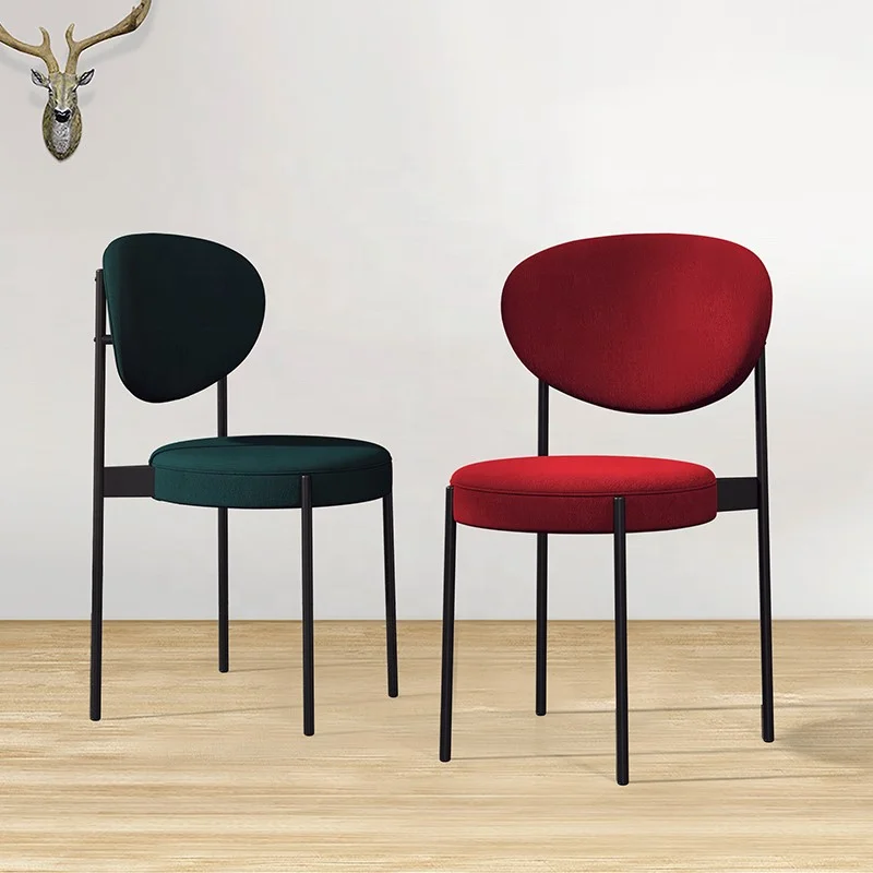 Modern simple metal frame dining chair designer round cushion leisure chair hotel restaurant furniture