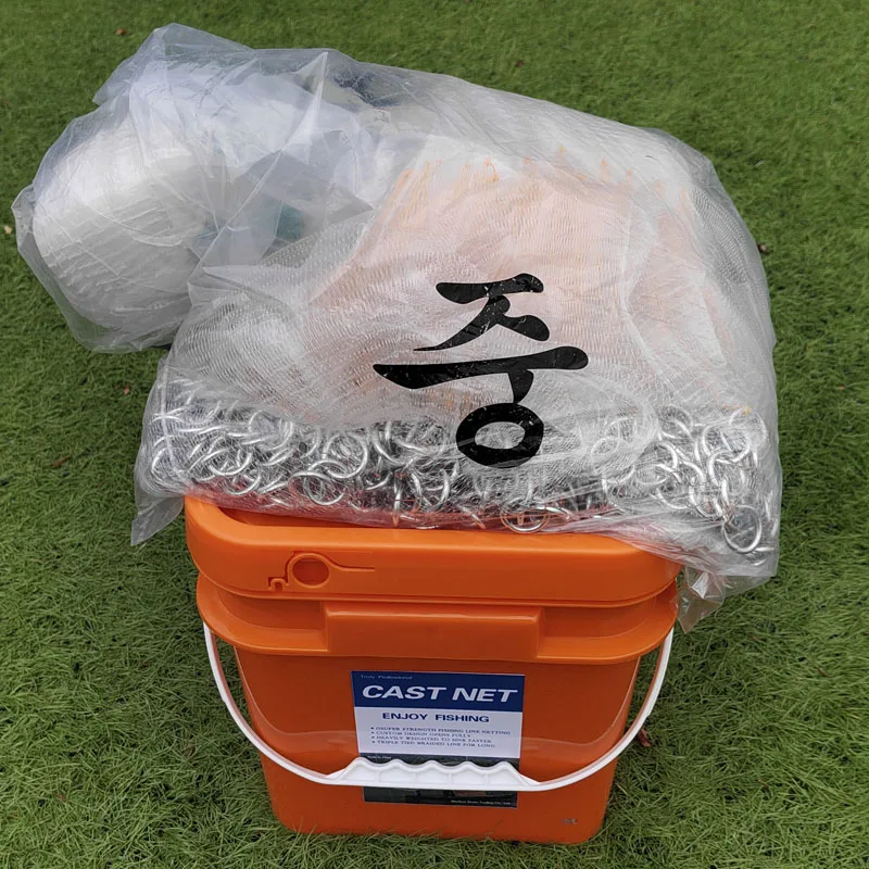 Korean Style Casting Net with Single Filament and Double Section Belt Bag Fishing Nets Product