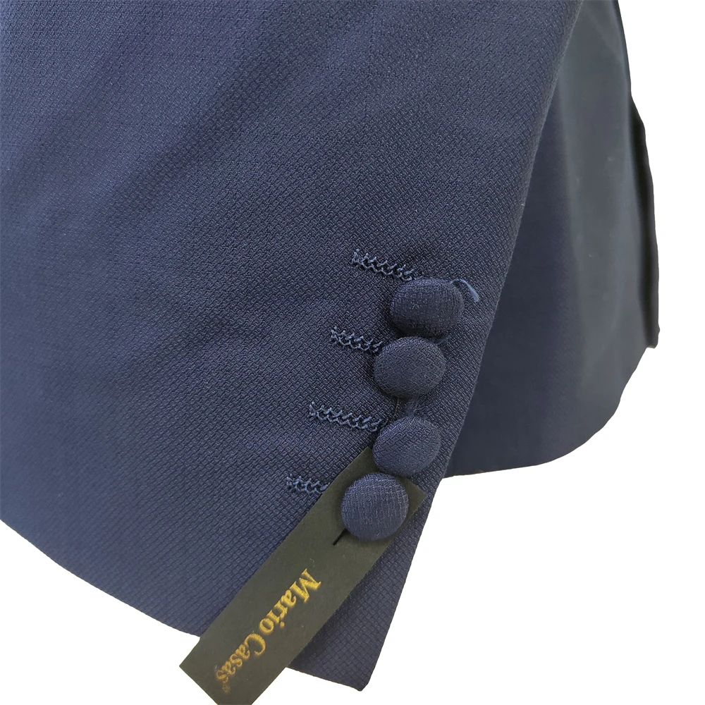 Actual 100% Party Dark Blue Slim Fit One Button Notched Two Slits Business (Jacket+pants) Cheap Men Wedding Suits MS520