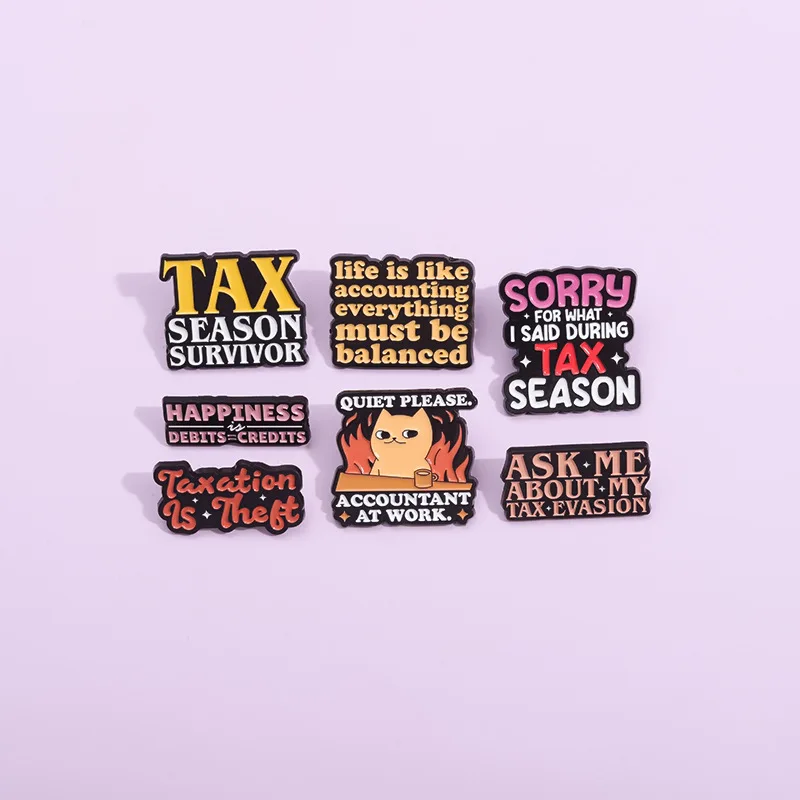 English Letter Tax Season Cartoon Text Enamel Brooch English Short Backpack Badge Clothing Accessories Gift