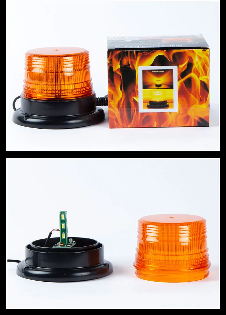 Amber LED Magnet Strobe Warning Beacon Light for Car