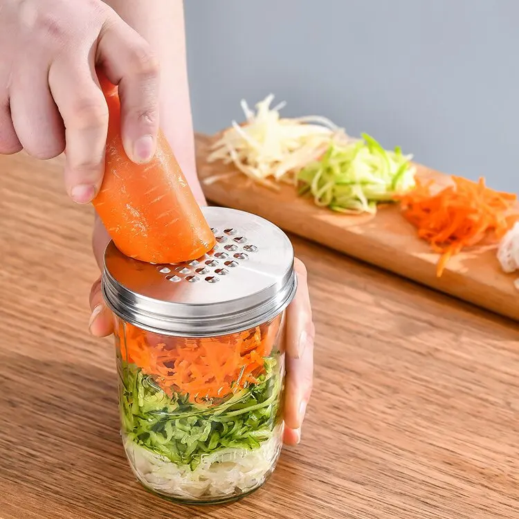 70mm 86mm glass mason jar with grater lid for grating cheese carrot cucumber salad vegetables