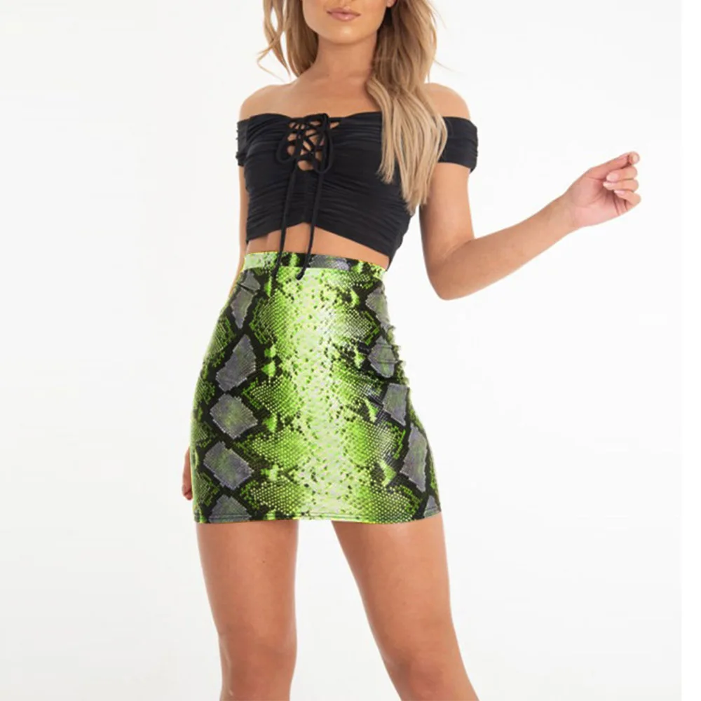 
Summer Sexy Frinted Serpentine Short Skirts Women 