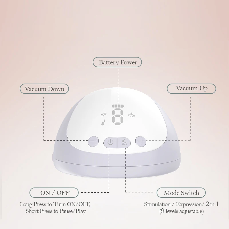 HORIGEN custom LED screen can be worn hands free dual silicone flange electric breast pump wearable pumps