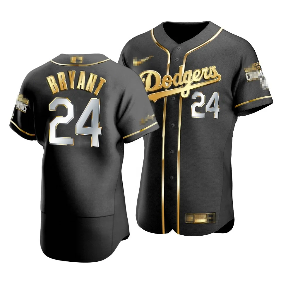 Drop Shipping OEM NO MOQ Mens Womens Kids Los Angeles D odgers Black Gold Letters Baseball Uniform Baseball Jersey