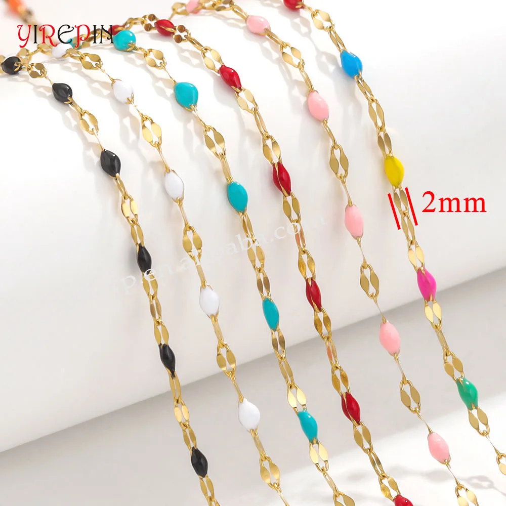 Bulk Wholesale Gold Lip drip oil chain stainless steel Enamel chains for DIY necklace Bracelet Jewelry making