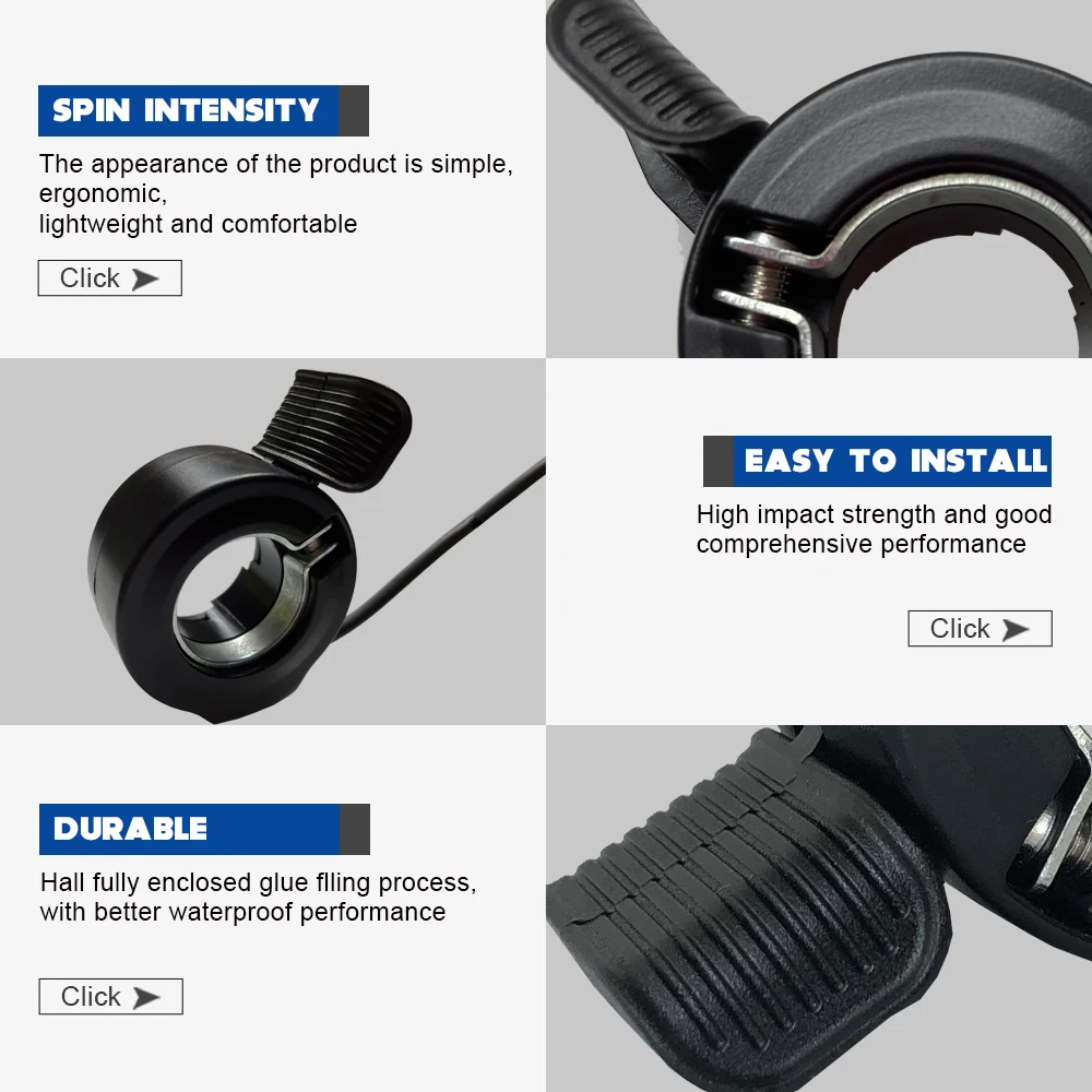 Electric Scooter Bicycle 130X Thumb Throttle ebike 3 Pin Waterproof SM Connector