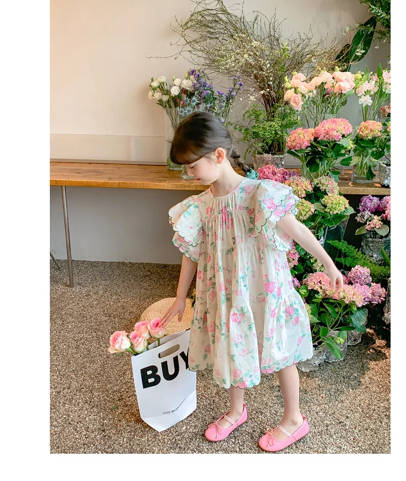 2023 summer flying Sleeve dress kids girl fashion long dress for 12 year old girl princess dress for girls 11 to 12 years