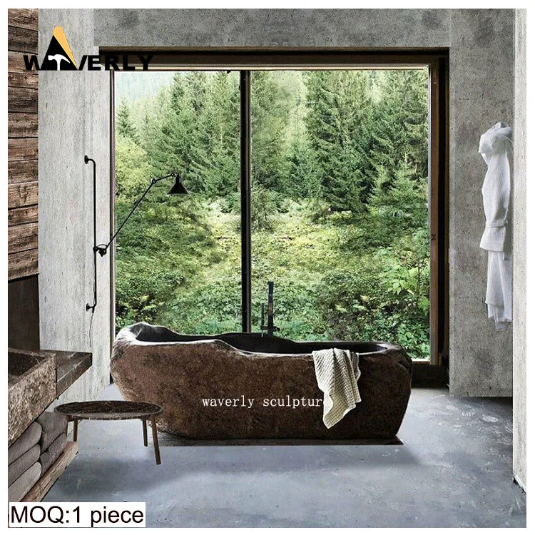 European Style Modern Outdoor Natural Stone Bathtub Hotel Villa Bathroom Freestanding Stone Bathtub High Quality Marble Bathtub