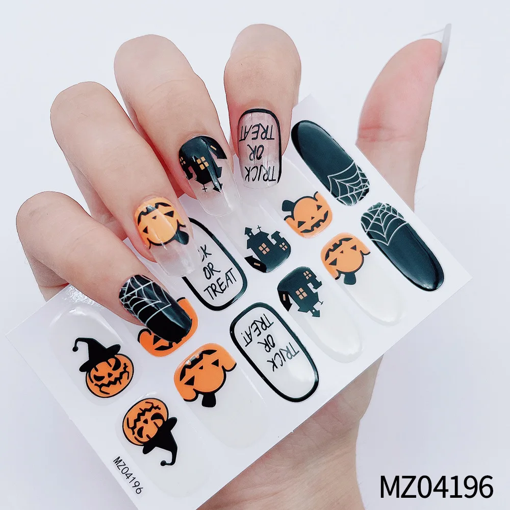 Halloween 3D Embossed Skull Nail Stickers Matte Finish Nail Art Decals For Diy Manicure with nail file Full Cover
