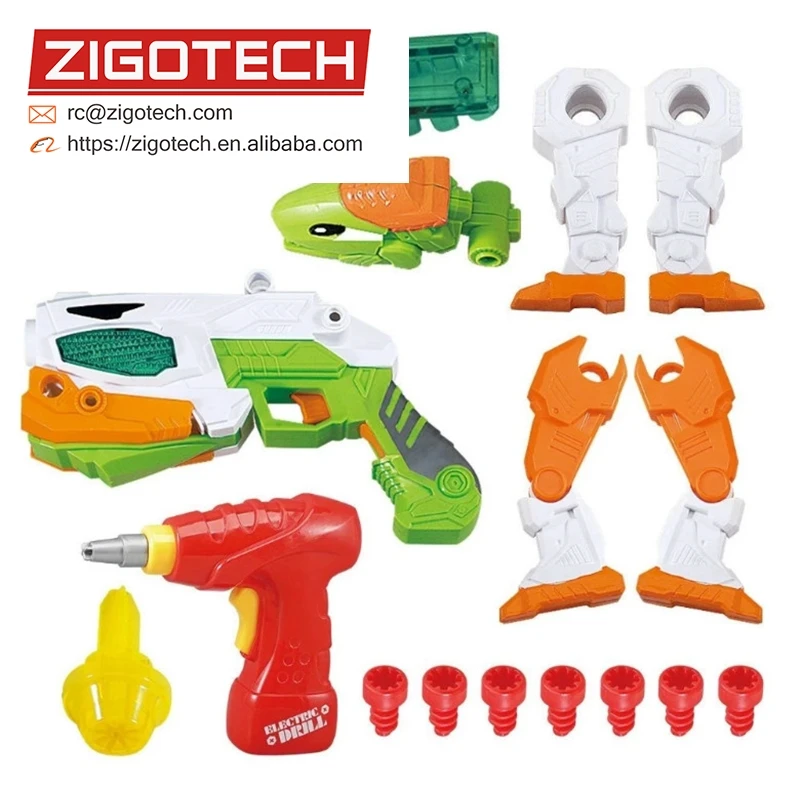 Hot sale product Amazon, Assembly DIY, transformer, dinosaur, toy gun, trunk, toys with a drill, toy